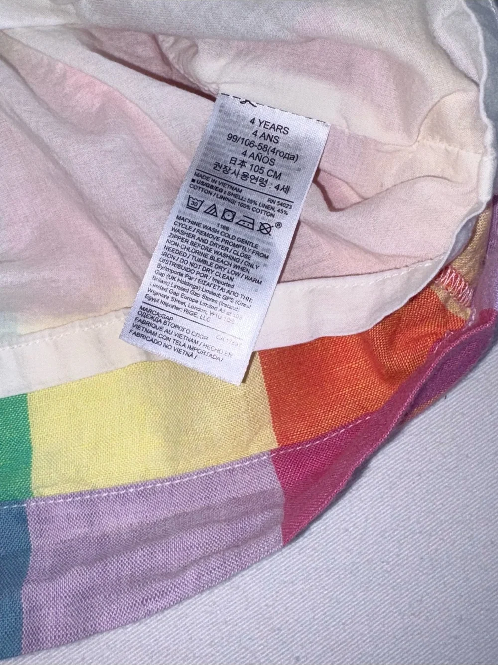 Gap Colorful Rainbow Gingham Sleeveless Dress age 4 cotton
